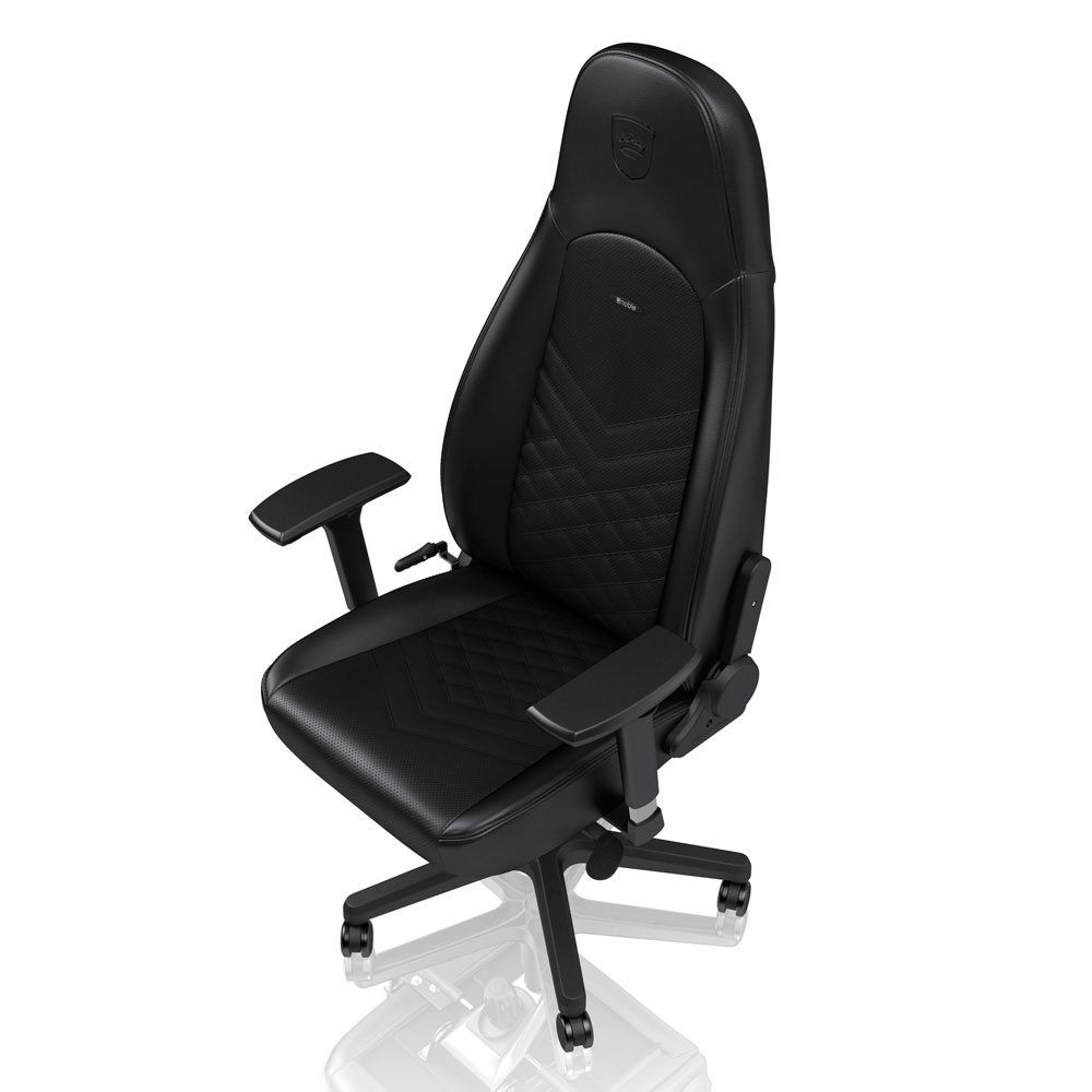noblechairs icon series gaming chair  black  dynamic engineering  easy  assembly  solid steel frame  max load 150kg  safety class 4 gas lift