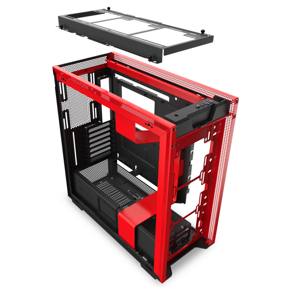 NZXT H710 Tempered Glass Gaming Case - Black/Red