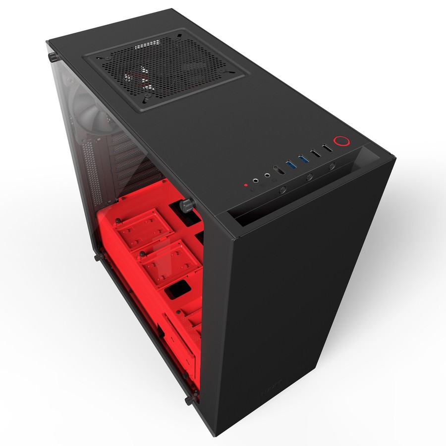 NZXT S340 Elite Black & Red Tempered Glass Gaming Case