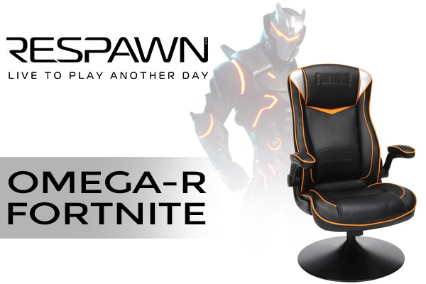 RESPAWN Omega-R Fortnite Gaming Chair / High Back Head And Neck Cushioning / Padded, Pivoting Armrests Flip Up / Built-in Lumbar Support / Trumpet Pedestal base Provides Sturdy Support / Trumpet Pedestal Base / Full 360-degrees of Swivel / OMEGA-03