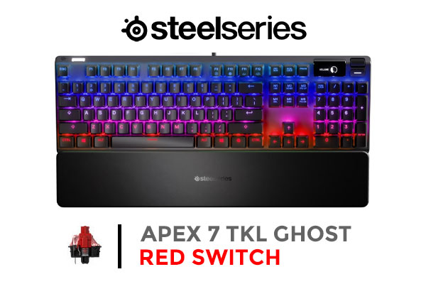 Steelseries Apex 7 RGB Mechanical Gaming Keyboard - Red Switches /  OLED Smart Display / Dynamic Per-Key RGB Illumination / Durable Mechanical Gaming Switches / Detachable soft-touch magnetic wrist rest / SS64636