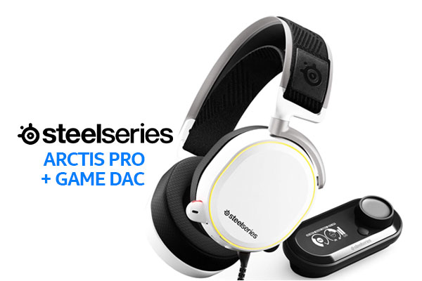 SteelSeries Arctis Pro + GameDAC Hi-Res Gaming Audio Headset - White / Bidirectional Noise-Canceling / Hi-Res 96 kHz, 24 Bit Audio Support / Lightweight Aluminum Alloy And Steel Construction / Dedicated DAC And Amplifier For Gaming / SS61454