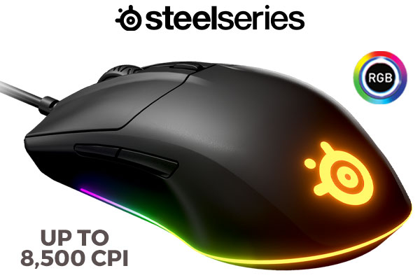 SteelSeries Rival 3 Gaming Mouse / 8500 CPI / 1ms Polling Rate / 35G Acceleration / SteelSeries TrueMove Sensor / Brilliant Prism lighting / 62513