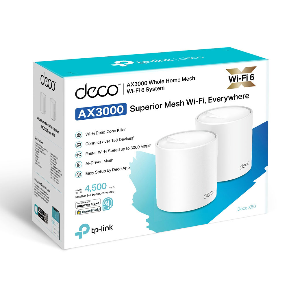 TP-LINK Deco X50 AX3000 Whole Home Mesh Wi-Fi 6 - 2 Pack