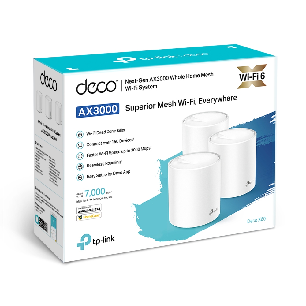 TP-LINK Deco X60 AX3000 Whole Home Mesh Wi-Fi 6 - 3 Pack
