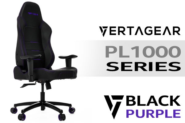 Vertagear Racing Series P-Line PL1000 Gaming Chairs - Black/Purple / High Quality PUC Leather / Adjustable Seat Height / Adjustable Backrest / Adjustable Tilt with Locking System / Adjustability Extends to Armrests / Metal 5 Star Base / VG-PL1000_BP