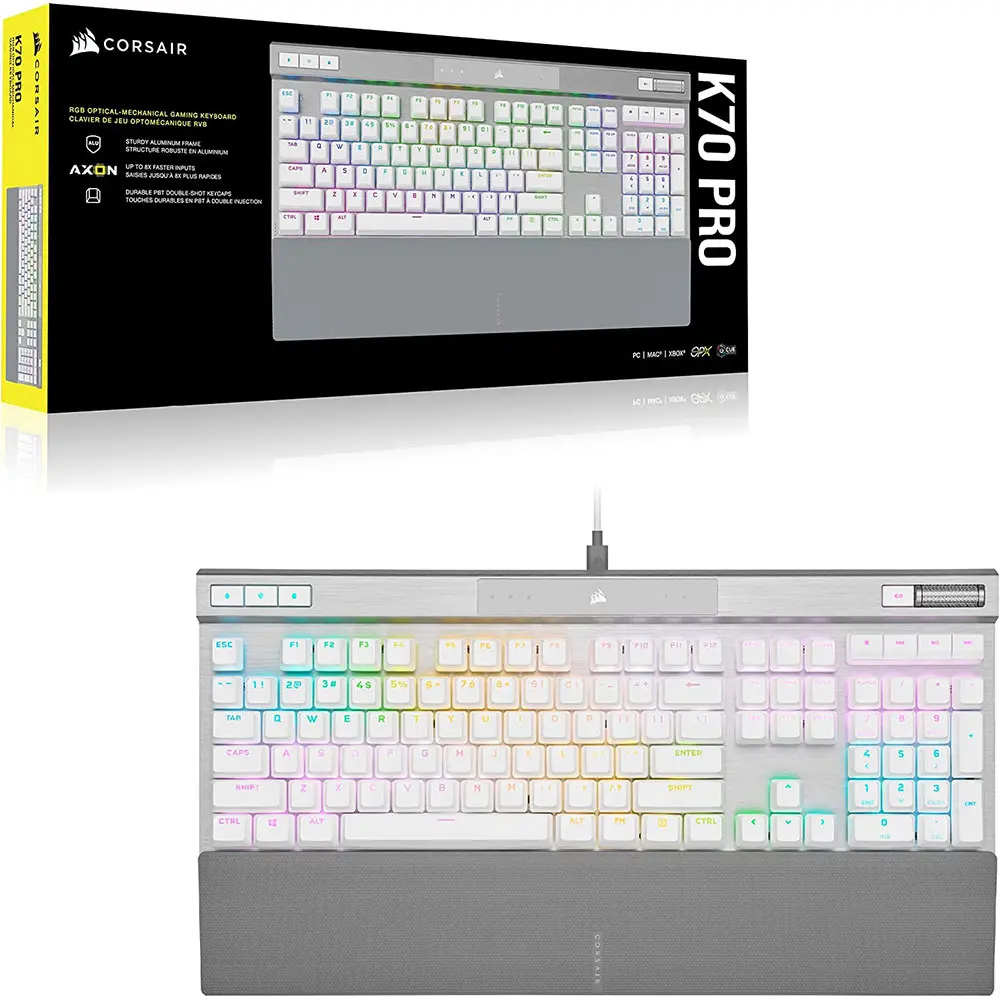 Corsair K70 PRO Blanc, clavier gaming Blanc, Layout États-Unis, Corsair OPX