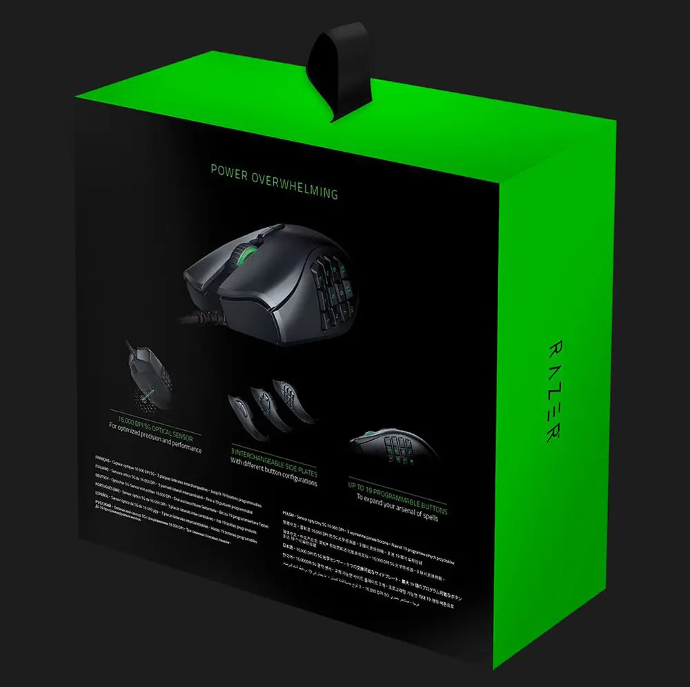 Razer Naga Trinity - MOBA/MMO Wired Gaming Mouse (3 Interchangeable Side  Plates, 16,000 DPI 5G Optical Sensor, Up to 19 Programmable Buttons