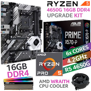 AMD RYZEN 5 PRO 4650G Prime X570-P 16GB RGB 3600MHz Upgrade Kit