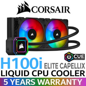 CORSAIR iCUE H100i Elite Capellix Liquid CPU Cooler / 240 mm Radiator / ML120 RGB PWM Fans / Zero RPM Cooling Profiles / Magnetic Levitation Fans / CW-9060046-WW