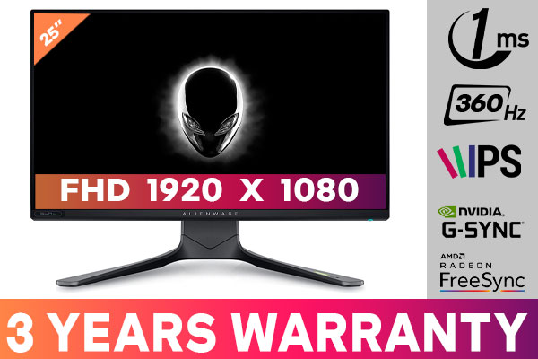 Alienware AW2521H 25 inch 360Hz FHD 1920 x 1080 PC Gaming Monitor