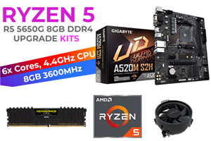 AMD RYZEN 5 PRO 5650G A520M S2H 8GB 3600MHz Upgrade Kit - Gigabyte A520M S2H m-ATX Ryzen Motherboard +  AMD RYZEN 5 PRO 5650G 19MB CACHE Up to 4.4GHz CPU (OEM)+ Corsair (1x 8GB) 8GB 3600MHz DDR4 Memory