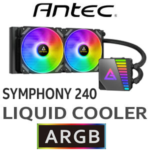 Antec Symphony 240 AIO Cooler, ARGB, 2x 120mm ARGB Fans, Copper Heatsink, 240mm Aluminium Radiator, Intel/AMD / 0-761345-74043-2