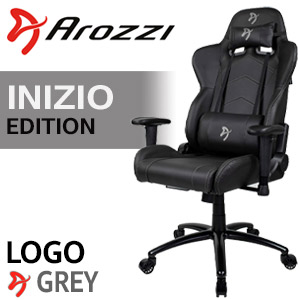Arozzi Inizio PU Gaming Chair - Black - Grey  Logo
