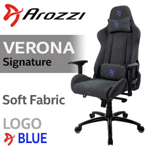Arozzi Verona Signature Soft Fabric Gaming Chair - Blue Logo
