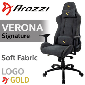 Arozzi Verona Signature Soft Fabric Gaming Chair - Gold Logo