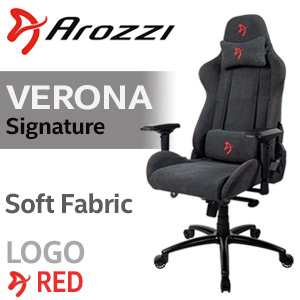 Arozzi Verona Signature Soft Fabric Gaming Chair - Red Logo