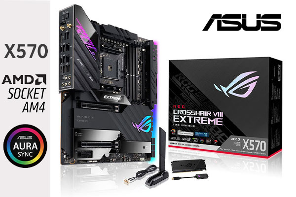 Asus ROG CROSSHAIR VIII EXTREME X570 RYZEN EATX Gaming Motherboard / Support  AMD AM4 socket / Marvell AQtion 10 Gb Ethernet / onboard WiFi 6E / Aura Sync RGB lighting / 90MB1860-M0EAY0
