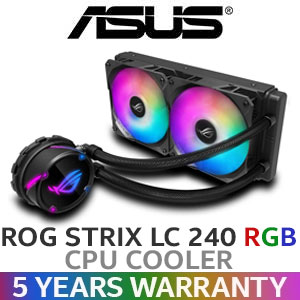 ASUS ROG Strix LC 240 RGB All-In-One Liquid CPU Cooler / Aura Sync RGB / Dual ROG 120mm addressable RGB radiator fans / Extended Compatibility / Reinforced, sleeved tubing / 90RC0061-M0UAY0