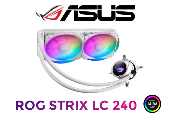 ASUS ROG Strix LC 240 RGB All-In-One Liquid CPU Cooler - White / Aura Sync RGB / Dual ROG 120mm addressable RGB radiator fans / Extended Compatibility / Reinforced, sleeved tubing / 90RC0062-M0UAY0