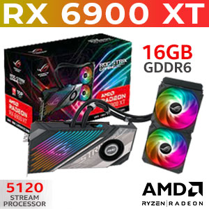 ASUS ROG Strix LC RX 6900 XT 16GB GDDR6 TOP Edition Gaming Graphics Card / Liquid-cooled Leviathan / 5120 Stream Core / Boost Clock : 2525 MHz / Full-coverage Cold Plate / On-board Cooling / FanConnect II / 90YV0GF1-M0NM00