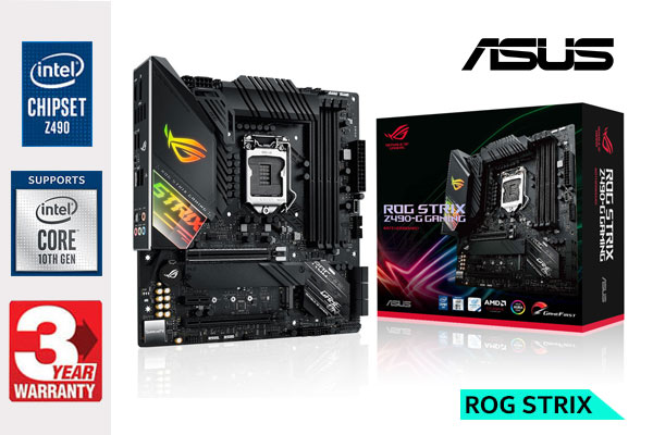 ASUS Rog Strix Z490-G Gaming Intel mATX Motherboard / Intel Z490 Chipset / Supports 10th Gen Processors / LGA 1200 / Supports 2 x M.2 slots and 6 x SATA 6Gb/s Ports / 5 x USB 3.2 Type-A / 1x USB 3.2 Type-C / 90MB12Z0-M0EAY0
