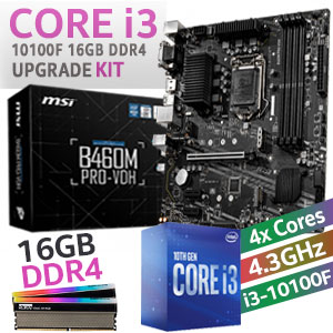 Core i3 10100F MSI B460M Pro VDH 16GB RGB 3600MHz Upgrade Kit