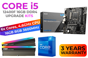 Intel 12th Gen Core i5-12400F PRO B660M-E D4 16GB RGB 3600MHz Upgrade Kit - MSI PRO B660M-E D4 Intel Motherboard  + Intel 12th Gen Core i5-12400F Up to 4.40GHz CPU + KLEVV CRAS XR RGB 16GB (2 x 8GB) 3600MHz DDR4 Desktop Memory