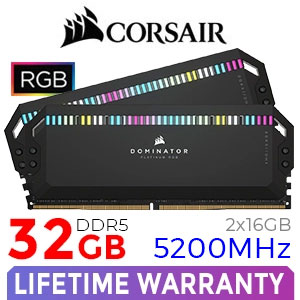 Corsair Dominator Platinum RGB 32GB DDR5 5200MHz - Black