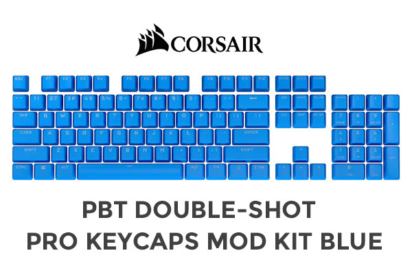 Corsair Gaming PBT Double-shot Pro Keycaps Mod Kit - Elgato Blue / Heavy-duty PBT Plastic / Long-term Durability / Standard Bottom Row Layout / Optional Silicone O-rings / CH-9911030-NA