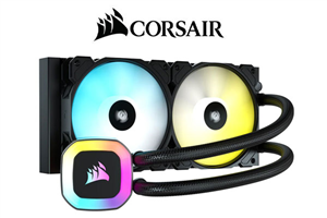 Corsair H100 RGB 240mm Liquid CPU Cooler / SP120 RGB ELITE PWM Fans / High Performance Cold Plate and Pump / CW-9060053-WW