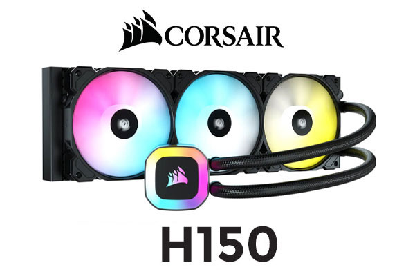 Corsair H150 RGB 360mm Liquid CPU Cooler / SP120 RGB ELITE PWM Fans / High Performance Cold Plate and Pump / CW-9060054-WW