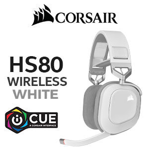 Corsair HS80 RGB WIRELESS Gaming Headset - White