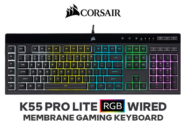 Corsair K55 RGB PRO XT - Dynamic Per-Key RGB Backlighting - Six