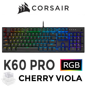 Corsair K60 RGB PRO Mechanical Gaming Keyboard - CHERRY VIOLA
