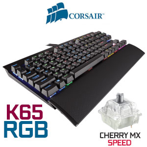 [OPEN BOX] Corsair K65 RGB Rapidfire Compact Mechanical  Cherry MX Gaming Keyboard / Anti-ghosting / CUE Support / USB pass-through port / CH-9110014