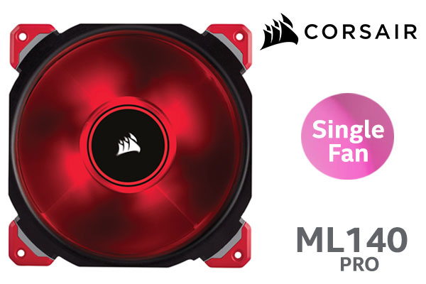 Corsair ML140 Pro 140mm LED Case Fan - Red / Premium Magnetic Levitation / Custom Rotor Design / 1,600 RPM PWM Control Range / CO-9050047-WW