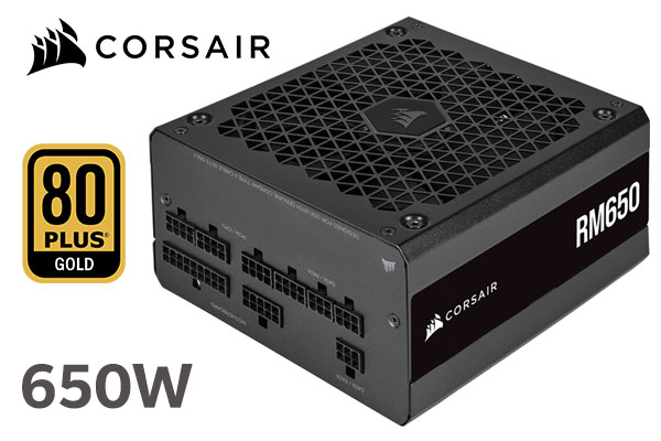 Corsair RM Series RM650 650W 80 PLUS Gold Fully Modular ATX Power Supply / Zero RPM Fan Mode / Fully Modular Cables / 80 Plus Gold-Certified / CP-9020233-WW