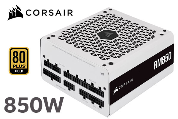 Corsair RM White Series RM850 850W 80 PLUS Gold Fully Modular Power Supply / 80 Plus Gold Certified / Zero RPM Fan Mode / Fully Modular Cables  / CP-9020232-WW