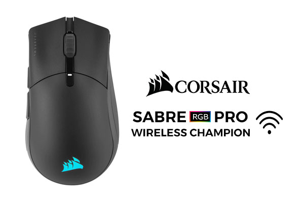 [OPEN BOX] Corsair Sabre RGB Pro Wireless Champion Series Ultra-Lightweight FPS/MOBA Gaming Mouse / 26,000 DPI Optical Sensor / 2.4GHz SLIPSTREAM & Bluetooth Wireless Connection / CH-9313211-AP