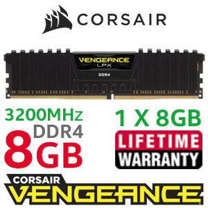 Corsair Vengeance LPX 8GB (1x 8GB) 3200MHz C16 DDR4 Desktop Memory - Black / CMK8GX4M1E3200C16