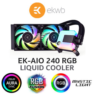 EK 240mm AIO D-RGB All-in-One CPU Liquid Cooler / Water Cooling Computer Parts / 120mm Fan / EK-Vardar High-Performance PMW Fans / Outstanding Thermal Conductivity / Support - Intel 115X/1200/2066, AMD AM4 / EK-AIO-240-D-RGB