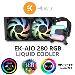 EK 280mm AIO D-RGB All-in-One CPU Liquid Cooler / Water Cooling Computer Parts / 140mm Fan / EK-Vardar High-Performance PMW Fans / Outstanding Thermal Conductivity / Support - Intel 115X/1200/2066, AMD AM4 / EK-AIO-280-D-RGB