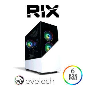 Evetech RIX Mid-Tower Gaming Case - White