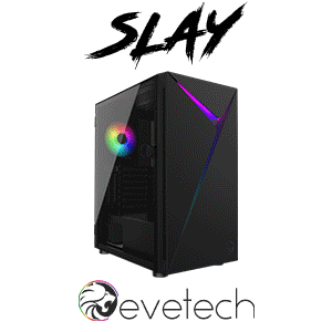 Evetech SLAY Tempered Glass Gaming Case - Black