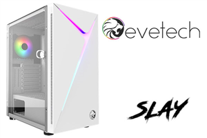 Evetech SLAY Tempered Glass Gaming Case - White