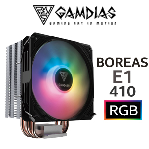 Gamdias BOREAS E1 410 CPU Air Cooler / ARGB PWM Fans / Rainbow LED Effect / RGB Motherboard Sync / Outstanding Thermal Conductivity / Extra-Thick Aluminum Base Plate / 4 Copper Heat-Pipes / BOREASE1-410