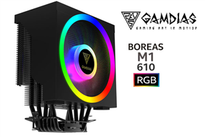 Gamdias BOREAS M1 610 CPU Air Cooler / Dual Ring ARGB Fans / 3-Pin Addressable RGB Header / Outstanding Thermal Conductivity / Extra-Thick Aluminum Base Plate / 6 Copper Heat-Pipes / Uniquely Designed & Engineered / BOREASM1-610