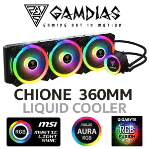 Gamdias Chione P2-360R All-in-One 360mm CPU Liquid Cooler / Luminous But Not Loud / Straightforward Installation / Integrate Your Style / Impeccable Durability / One Click, Sync All