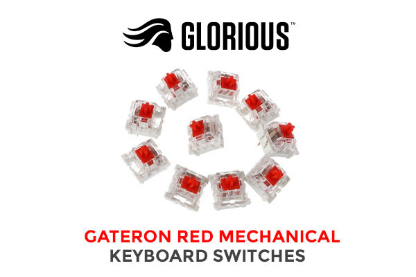 Glorious Gateron RED Mechanical Keyboard Switches / 120 Pack / Compatible With MX Based Keyboards / Compatible With MX Keycaps / PLATE Mounted / Transparent Switch Housing / SMD Led Compatible / GAT-RED
